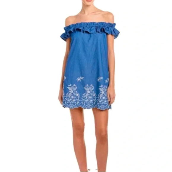 JOA Off-the-Shoulder Embroidered Dress - Size XS - NWT - Picture 1 of 13